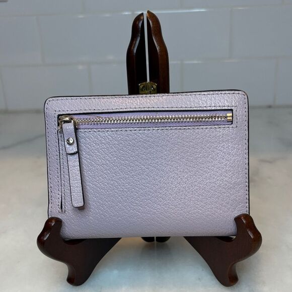 Kate Spade Wallet Leather Cross Grain Lavender Bifold Compact - Picture 4 of 15